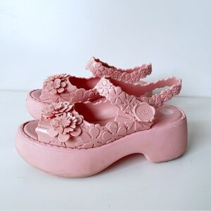 Melissa Blossom + Viktor & Rolf Platform Wedge Sandal Pink Size 6 Romantic Cute